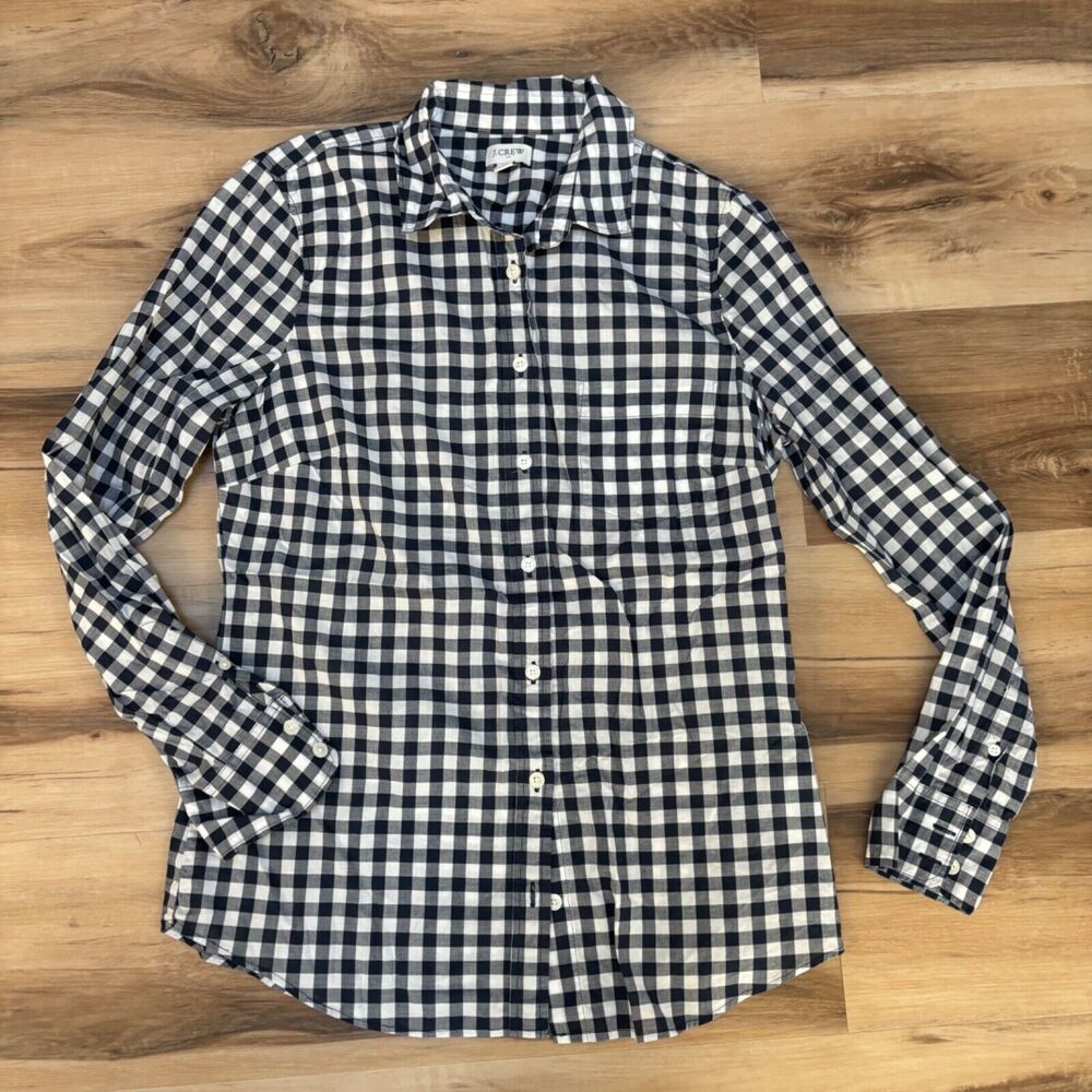 J. Crew Navy and White Checkered Button Down Shirt